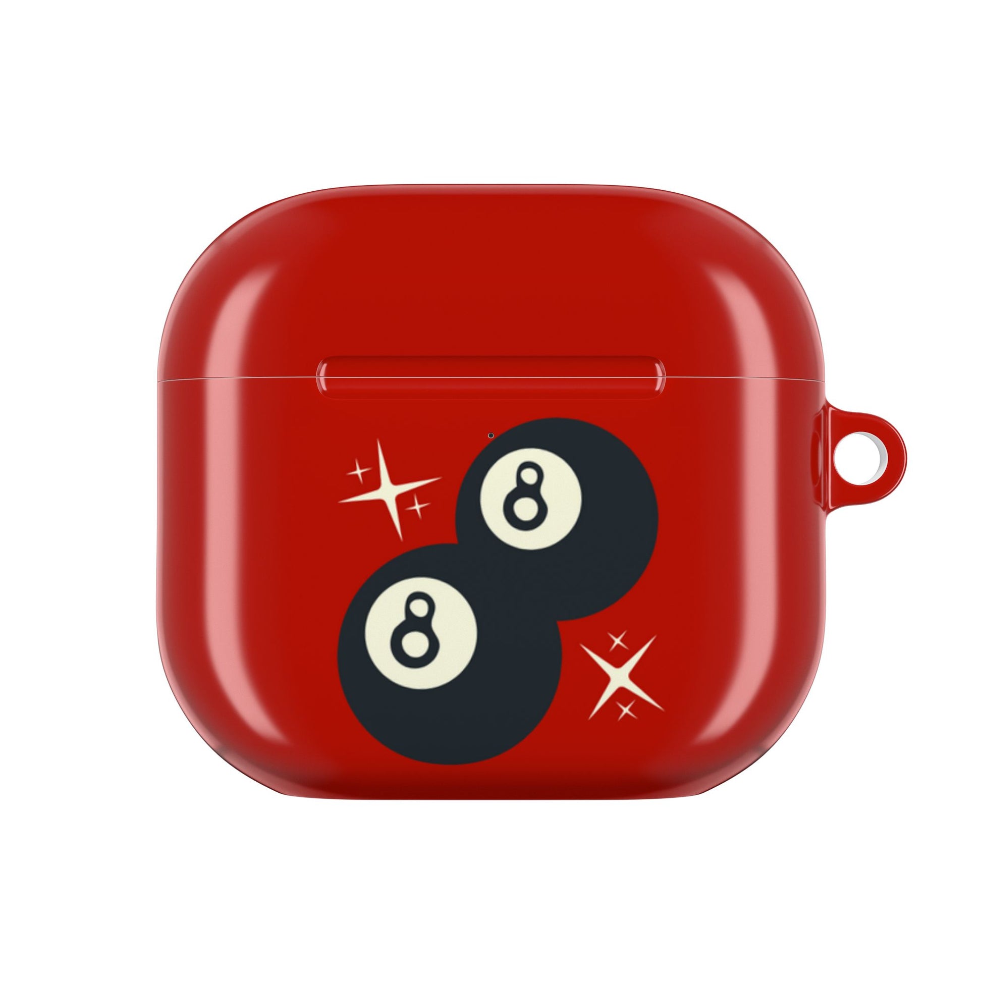 Red case with an eight-ball design on a white background